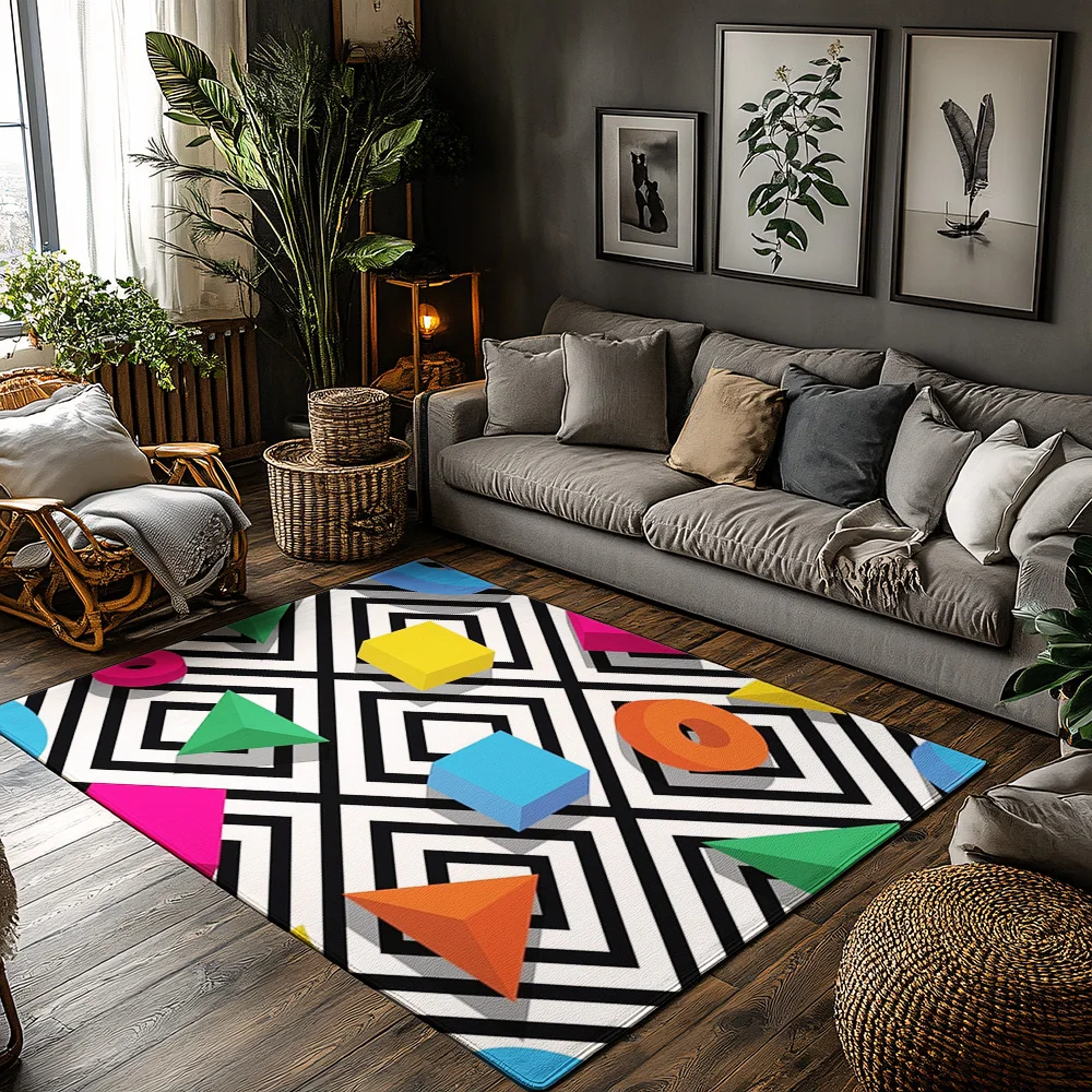 

Красочный геометрический ковер Tuniu, детский игровой коврик, нескользящий ковер для комнаты, декор для спальни, гостиной