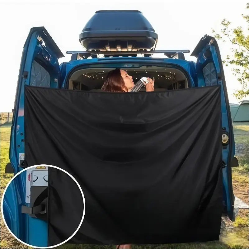 Van Rear Door Privacy Curtain Tool Free Install Light Blocking Sunshade for Car Camping Shower Road Trips