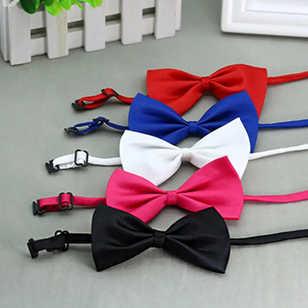 Pet Bow Tie Lovely Decorative Nylon Solid Color Adjustable Small Bulk Dog Cat Bowknot Necktie Wedding Puppy Grooming Accessories