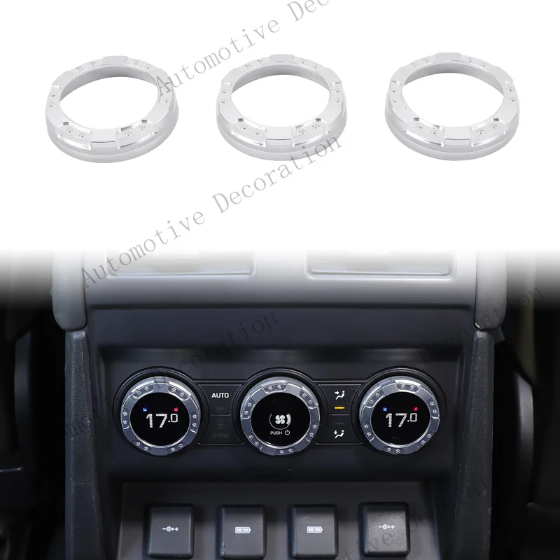 Z+ Mecha Silver Aluminum Rear AC Volume Knob Cover Trim For LR Defender L663 2020+