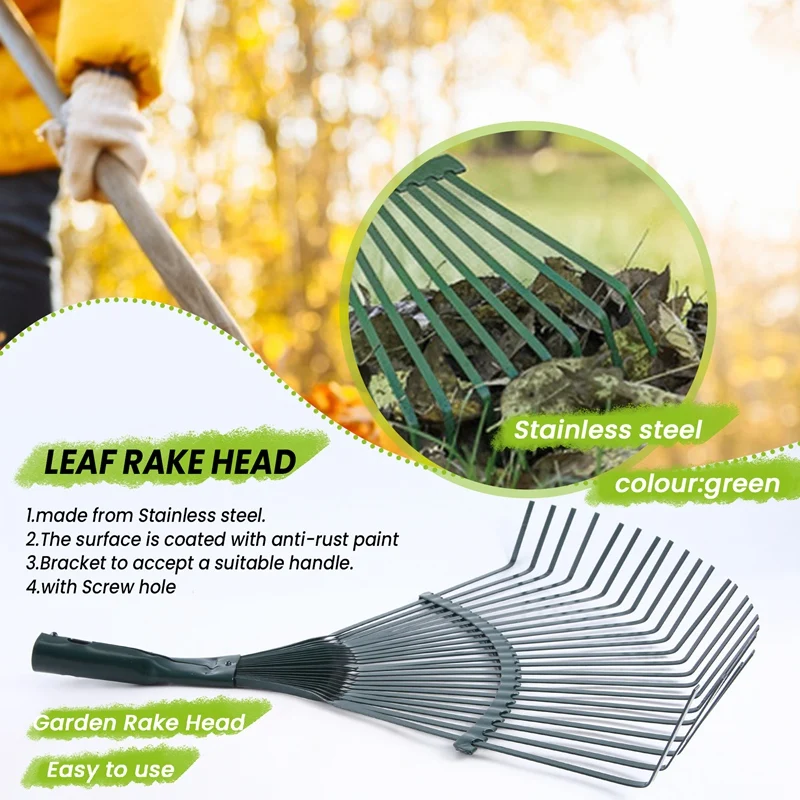 42Cm Steel Fan Rake Head Replacement Heavy Rake Head For Garden Grass Patio Leaves Leaf Lawn 22 Tooth