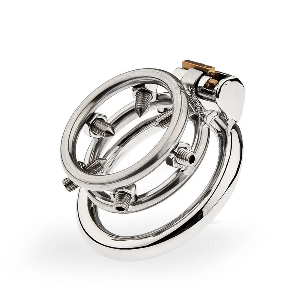 Male Slave Mini Chastity Cage Stainless Steel Chastity Device Penis Cage Cock Ring With Spike Sex Toys For Men Penis Bandage