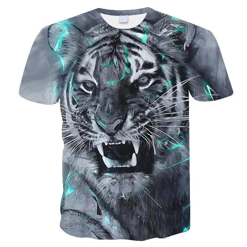 Mens T Shirt Fashion 3D Tiger Short Sleeve T-Shirt Casual Animal Pattern Tee For Outdoor Party Women Y2k t-shirts Kids Tshirt