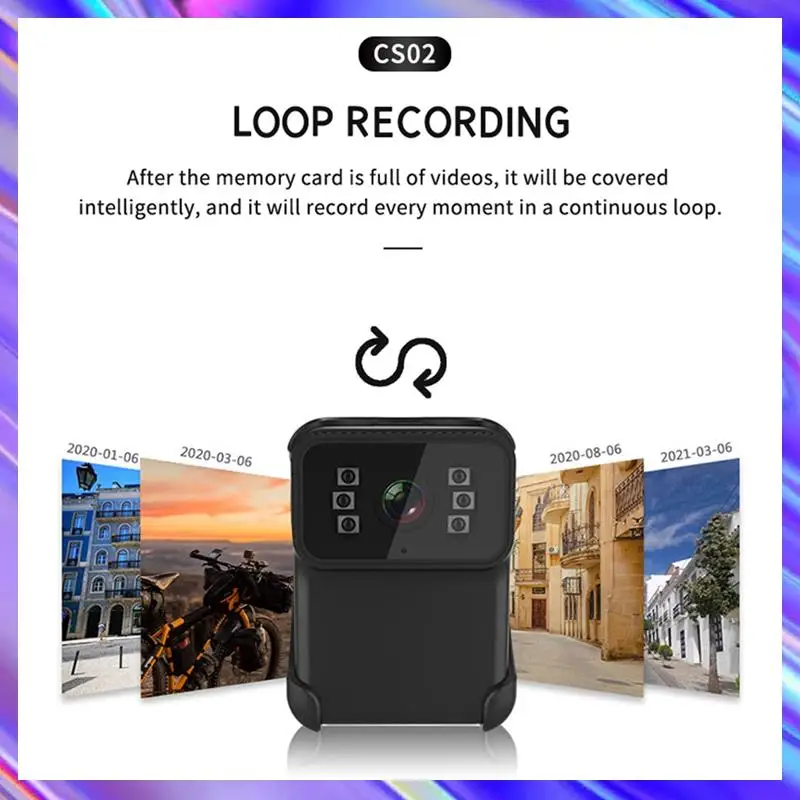 

2X CS02 Back Clip Action Camera Support TF Card Night DV Wifi Loop Cam Video MP4 Camcorder Vision Recording Z9H4