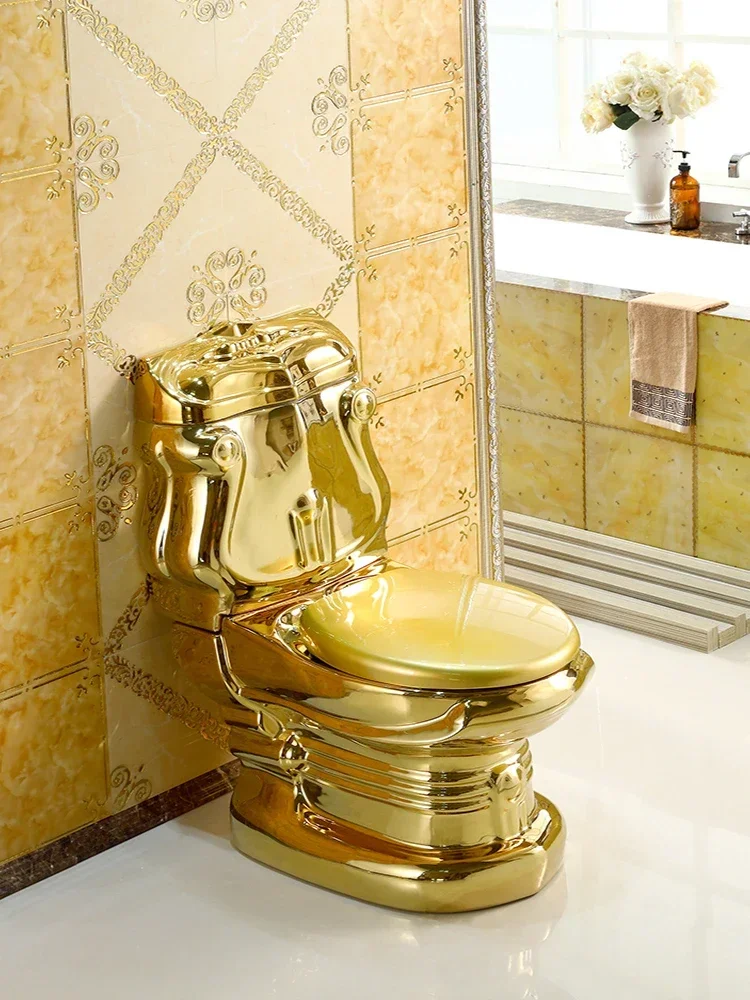 golden  color embossed split toilet