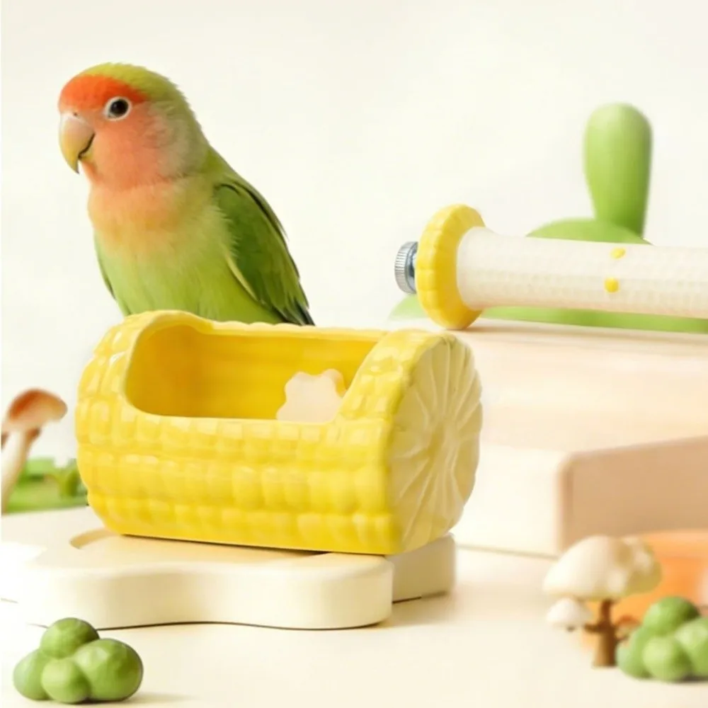 Spill-Proof Ceramic Hamster Food Bowl Bite Resistant Smooth Rabbit Water Bowl Corn Shape Hamster Feeding Dish for Small Pets
