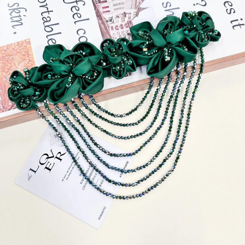 يدوية الصنع النسيج زهرة كريستال شرابات الكتف زهرة الترتر حبة بقع الخياطة الملابس فستان الزفاف DIY بها بنفسك الملحقات #5