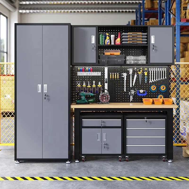 Heavy Duty Steel Garage Workbench Cabinet 5 Drawers Wood Storage 850kg Load Capacity Modern Design Customized OEM/ OBM Support