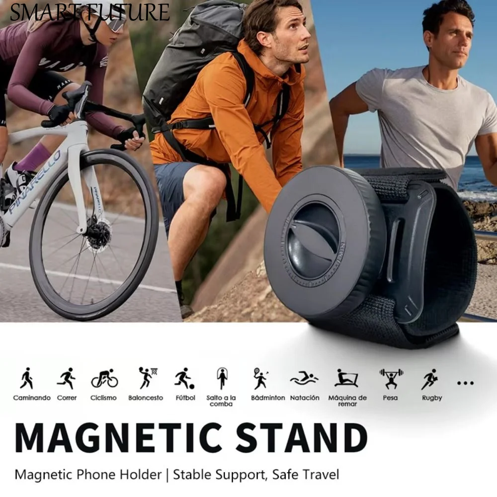 

Creative Running Magnetic Phone Stand 360°Rotated Adjustable Wristband Magnetic Wrist Strap Detachable Lightweight