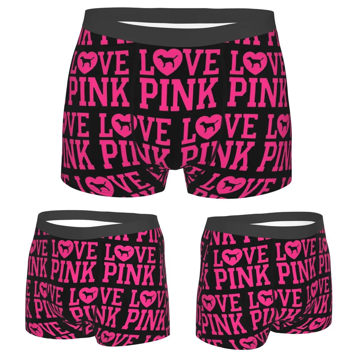 

Boxer Underpants Shorts Love Pink Panties Male Ventilate Underwear for Homme Man Boyfriend Gift