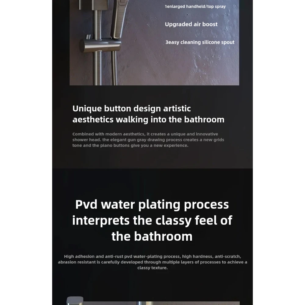 Novo conjunto de torneira do banheiro conjunto chuveiro do banheiro com display led teclas piano banho chuveiro chuva acessórios do banheiro completo