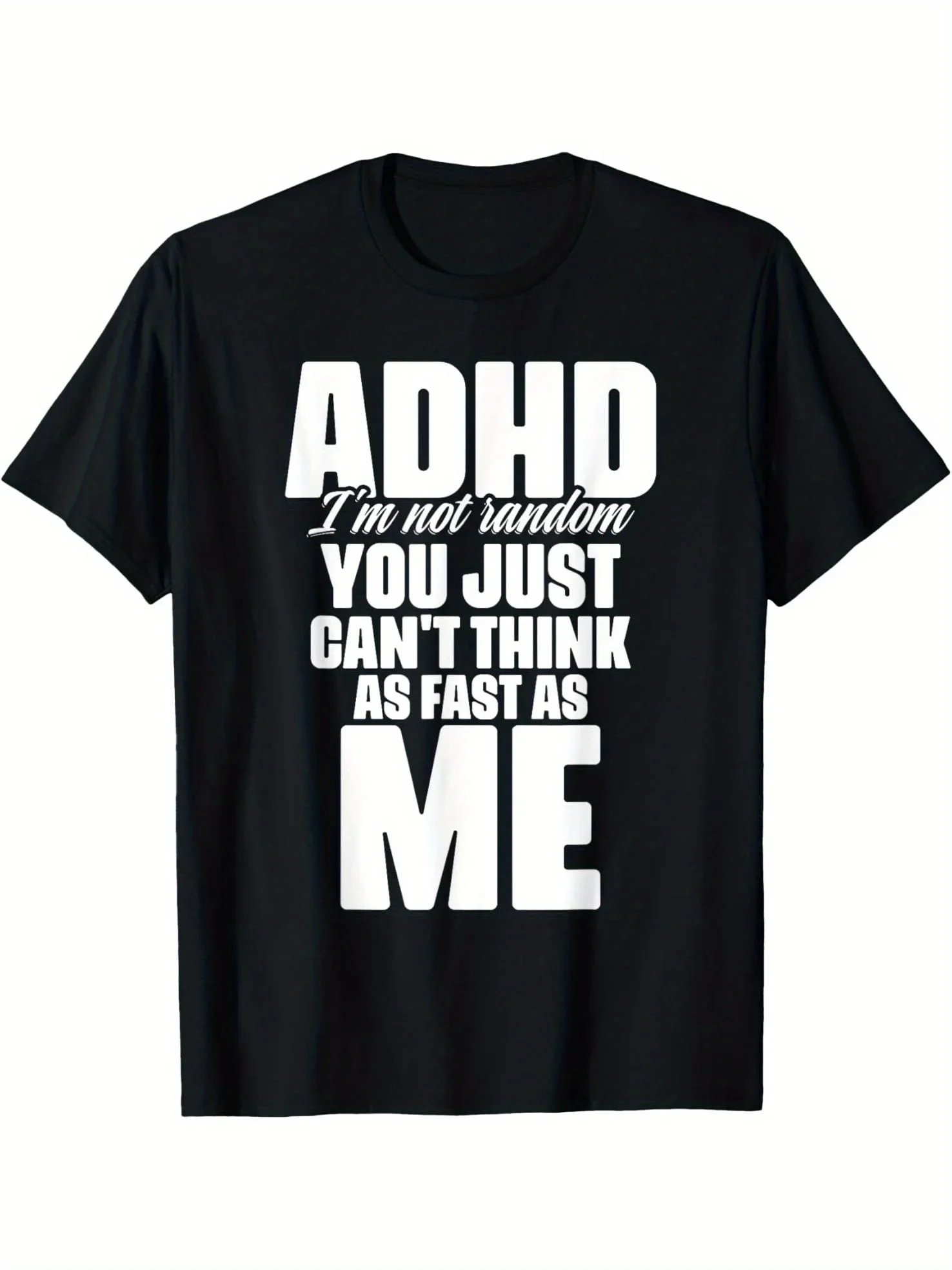 

ADHD Awareness Black T-Shirt,Short Sleeve Tee Comfortable Crew Neck Regular Fit Casual Wear
