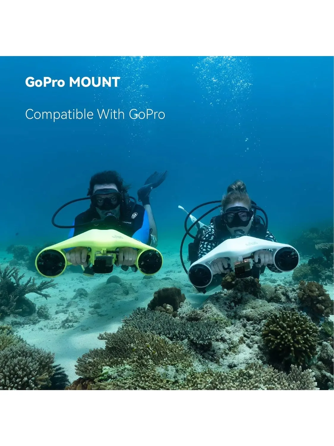 Camolech Skuter Air Motor Ganda 40M Tahan Air dengan Dudukan Kamera untuk Scuba Diving Snorkeling