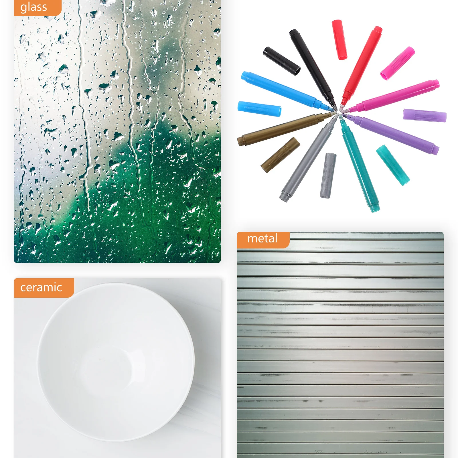 

8Pcs Plastic Paint Markers Erasable Metallic Ink for Glass Cup Ceramic Reusable Fun Party Adult Craft Scrapbooking Drawing