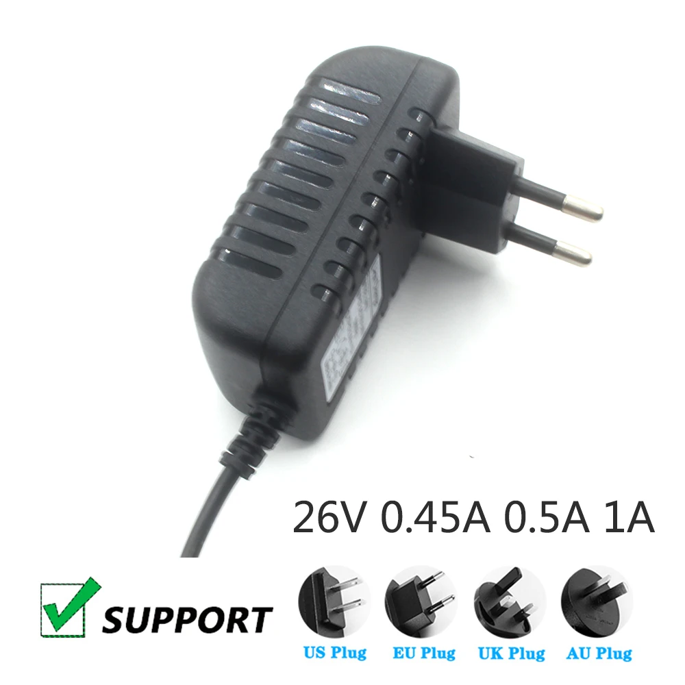 UK AU PLUG 26V 0.45A 0.5A 1A Odkurzacz Pistolet powięziowy Pistolet do masażu Zasilacz DC 5.5 * 2.1MM