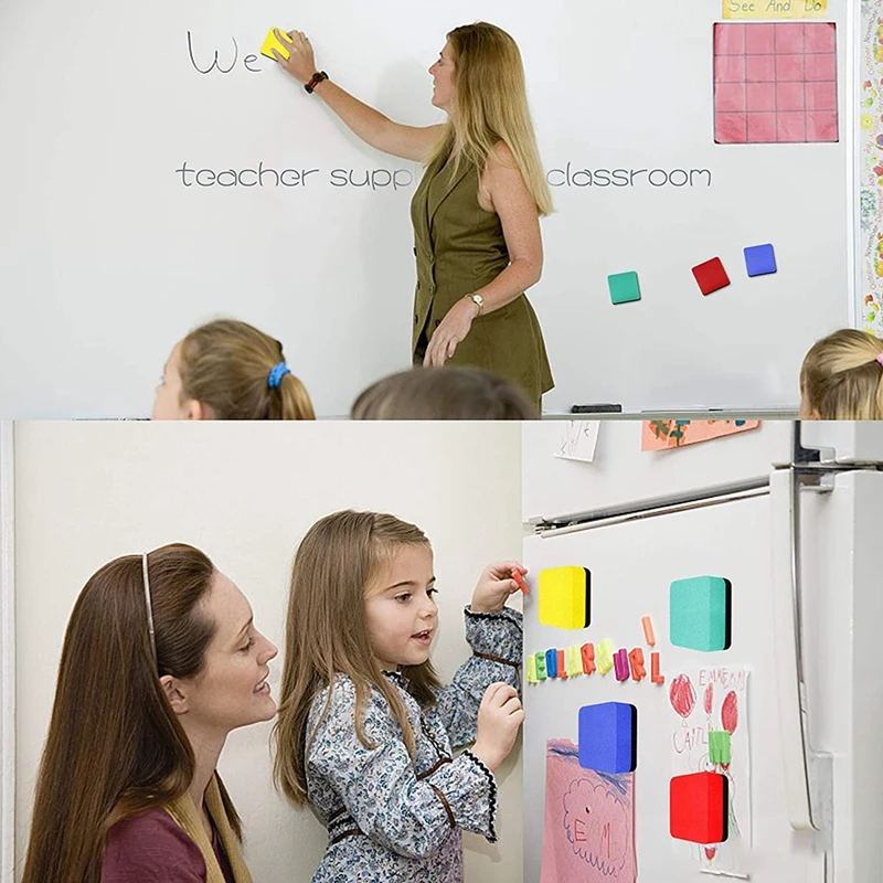 Mini Dry Erase Erasers,48 Pack Magnetic Whiteboard Dry Erasers Chalkboard Cleaner Wiper For Kids And Classroom(2X2 Inch)