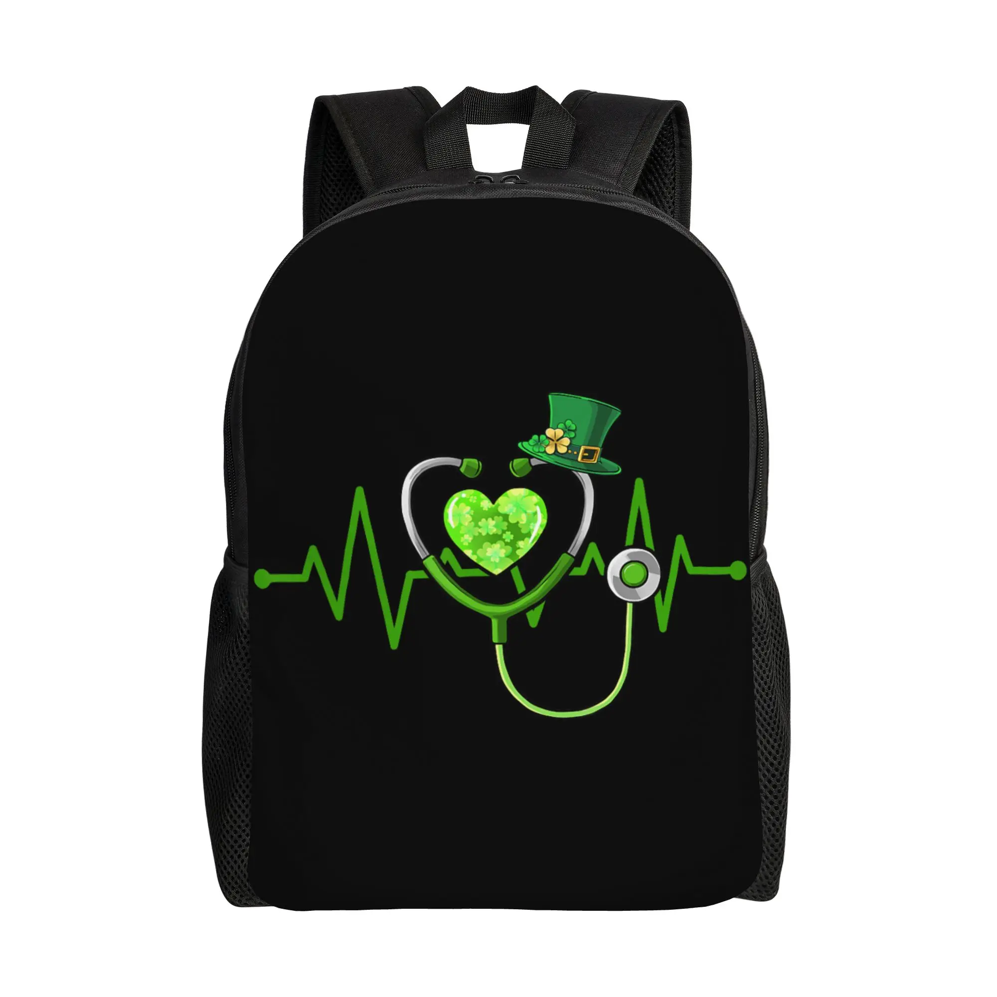 

St Patricks Day Nurse Heartbeat Saint Pattys Scrub Backpack Style Backpacks Girl Large School Bags High Quality Rucksack
