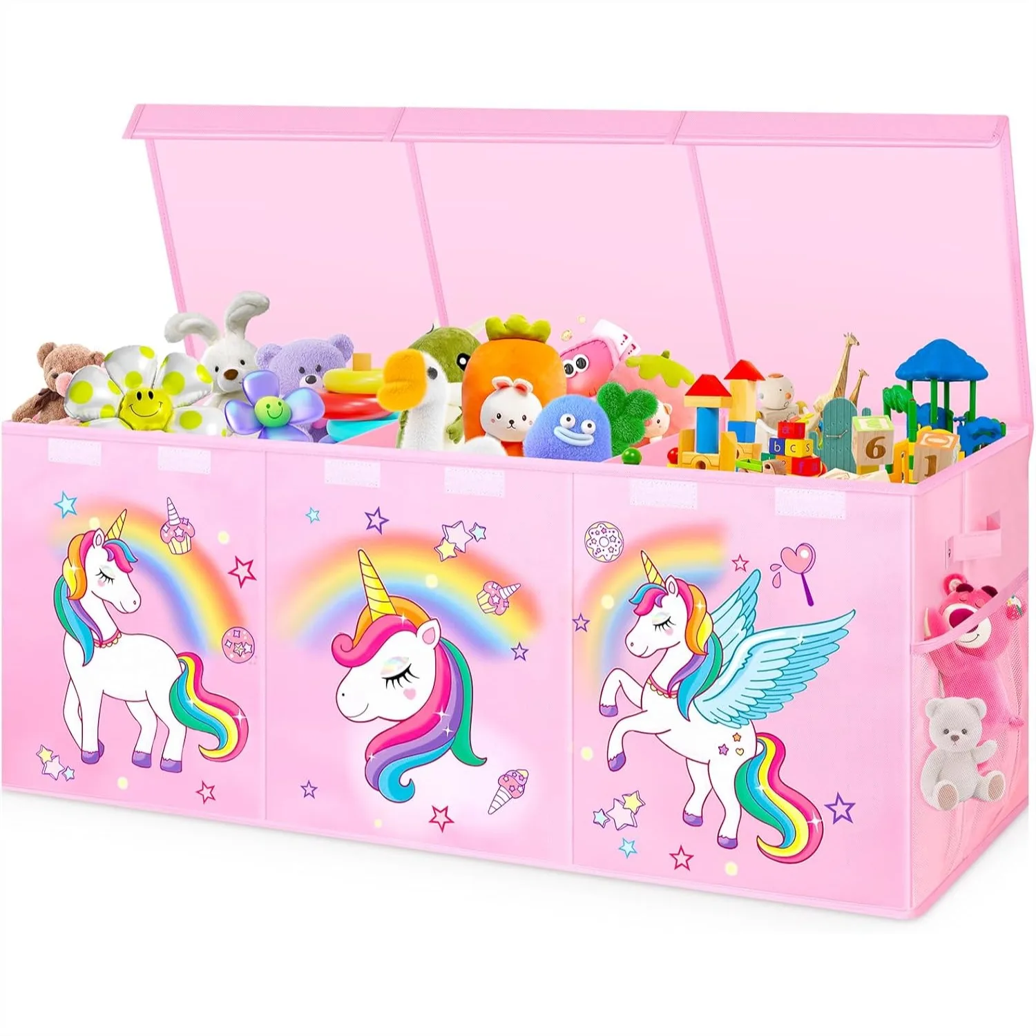 

Extra Large Toy Box Chest, Collapsible Storage Organizer with Lids 40x14x16 for Kids Girls Boys Nursery Playroom Pink