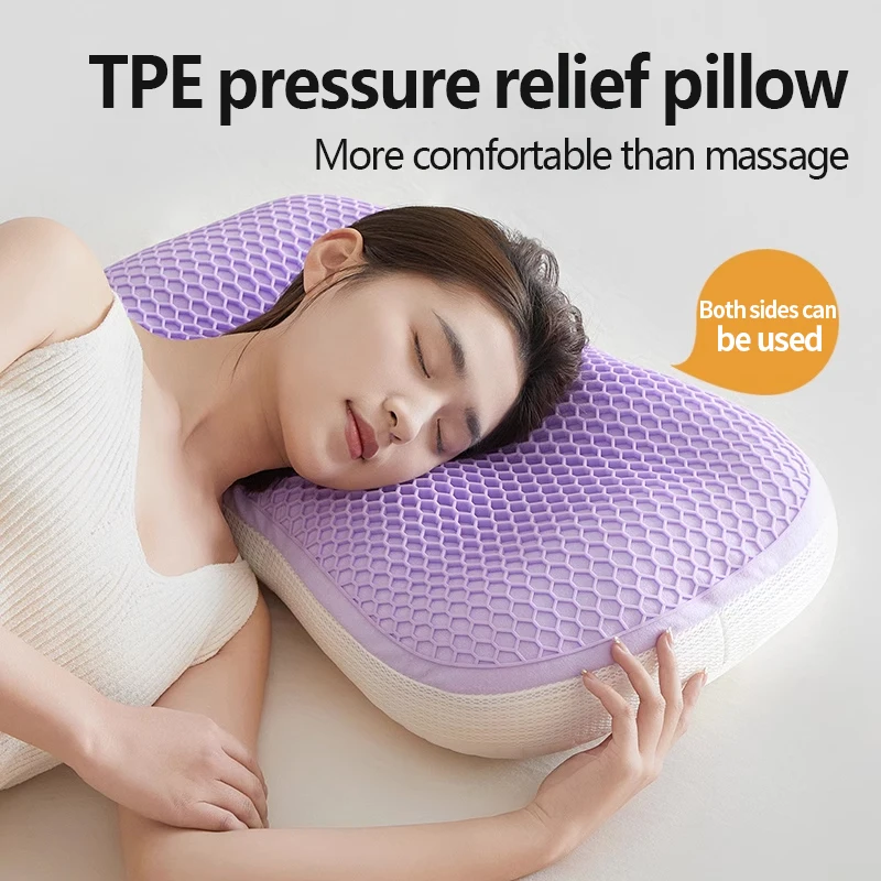 Cool Feeling TPE Slow Rebound Memory Slepping Pillow With Polyester Feather Fabric Filler And Pressure Release Cat Belly Texture