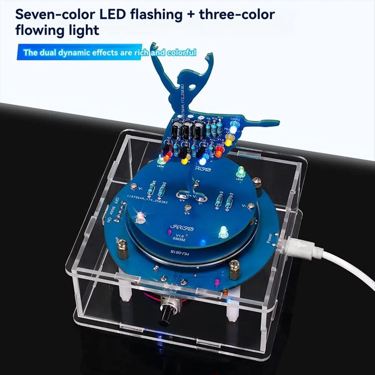 Goodprice Rotating Music Box DIY Electronic Kit Ballerina Girl Music Box with RGB LED Rotating Design for DIY Welding Practice