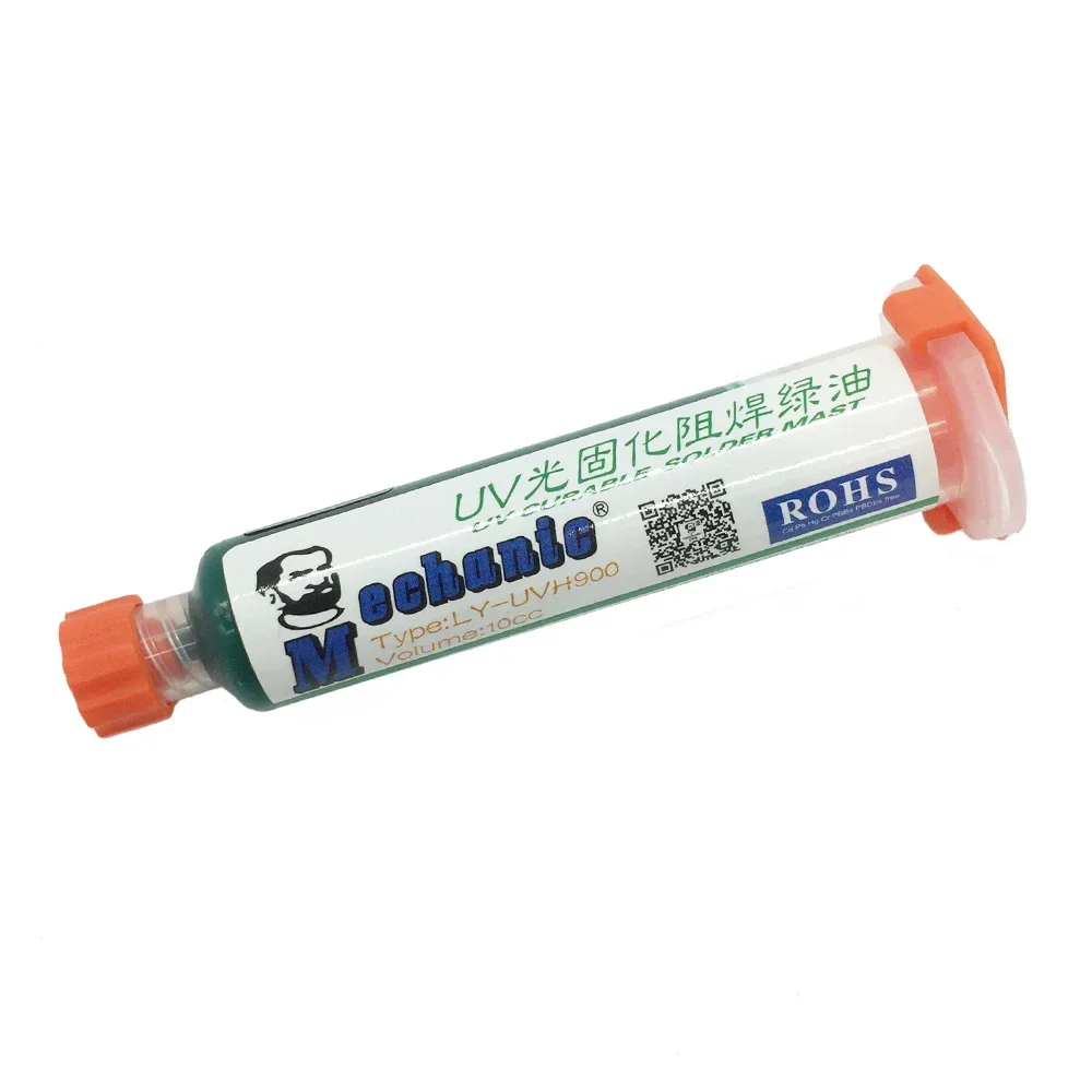 Mascarilla de soldadura UV Original MECHANIC, Máscara de Soldadura verde de 10ml, pintura BGA PCB, previene el arco corrosivo, soldadura, flujo de aceite + luz UV de 12LED