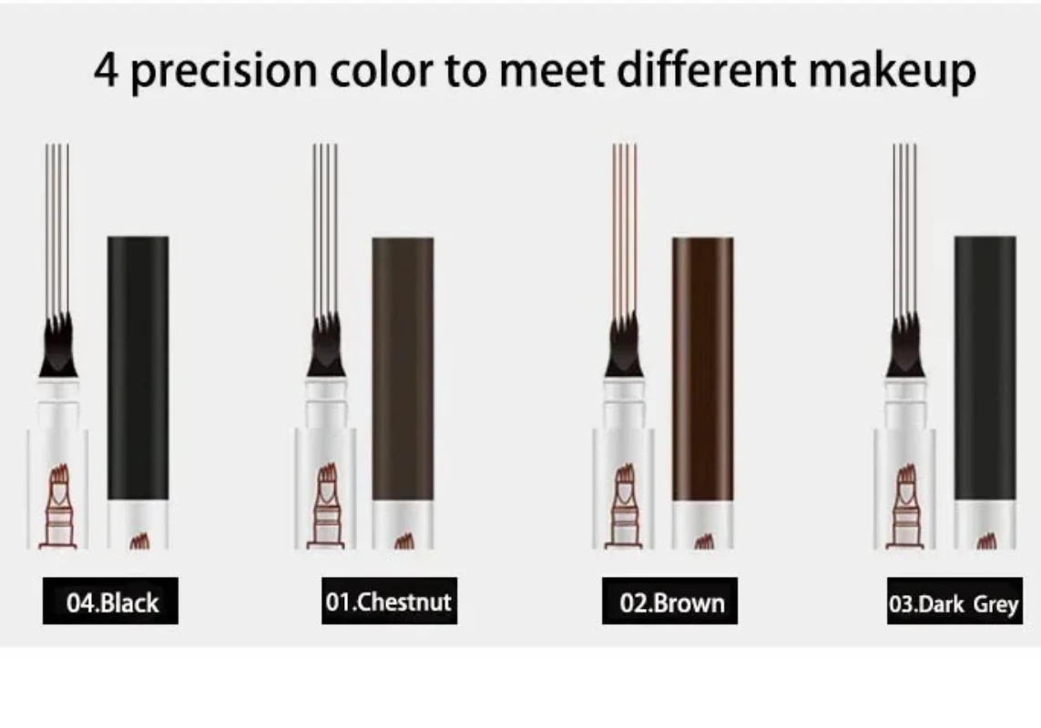 High Quality 4 Points Natural Liquid Eyebrow Pen Makeup 4-Fork Long Lasting Microblade Eye Brow Pencil Dark Brown Black Cosmetic