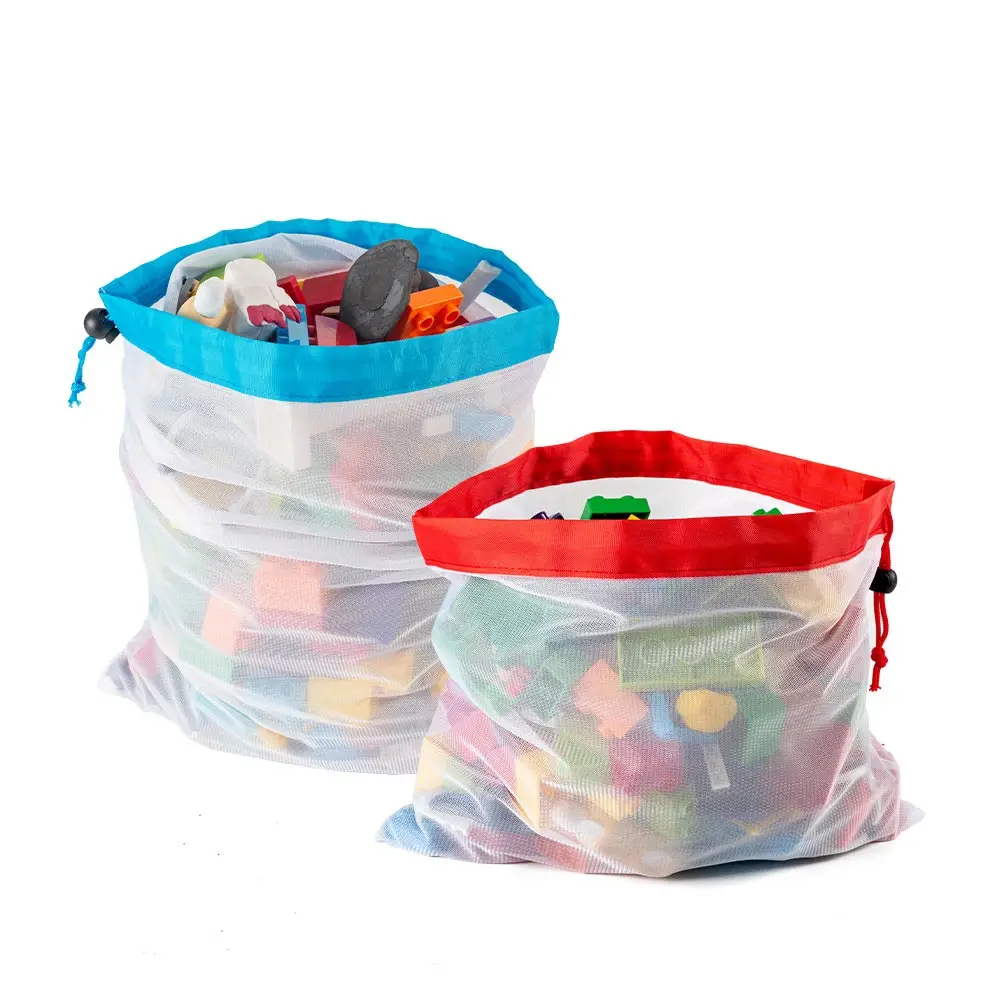 3 Sizes Reusable Vegetable Fruit Mesh Bag Washable Eco-Friendly Bags for Grocery Shopping Storage Fruit Toys Sundries Mesh Bag