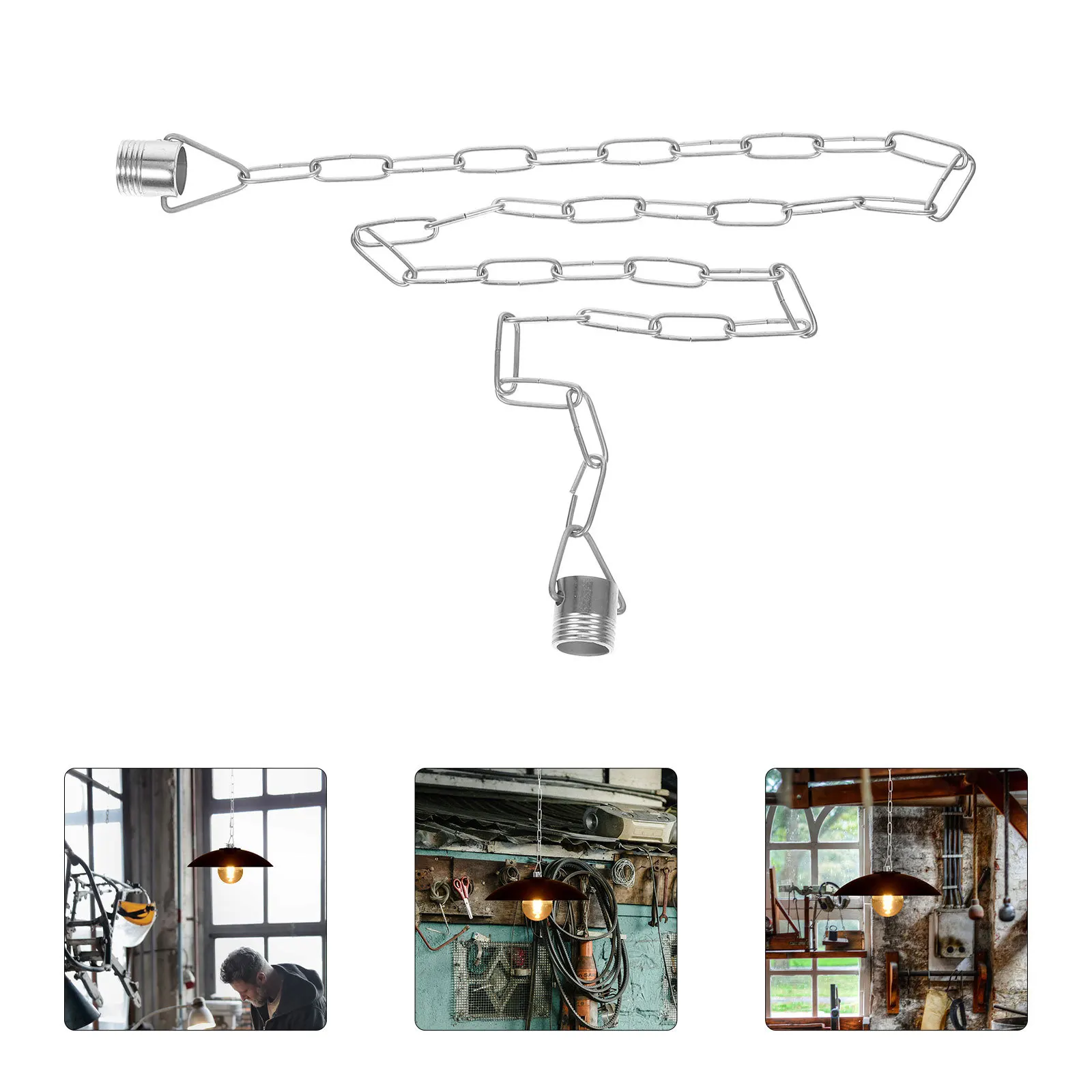 

2Pcs Galvanized Metal Light Hanging Chains Adjustable Length for Factory Warehouse Lighting Chandelier Chain Link Lamp Hanging