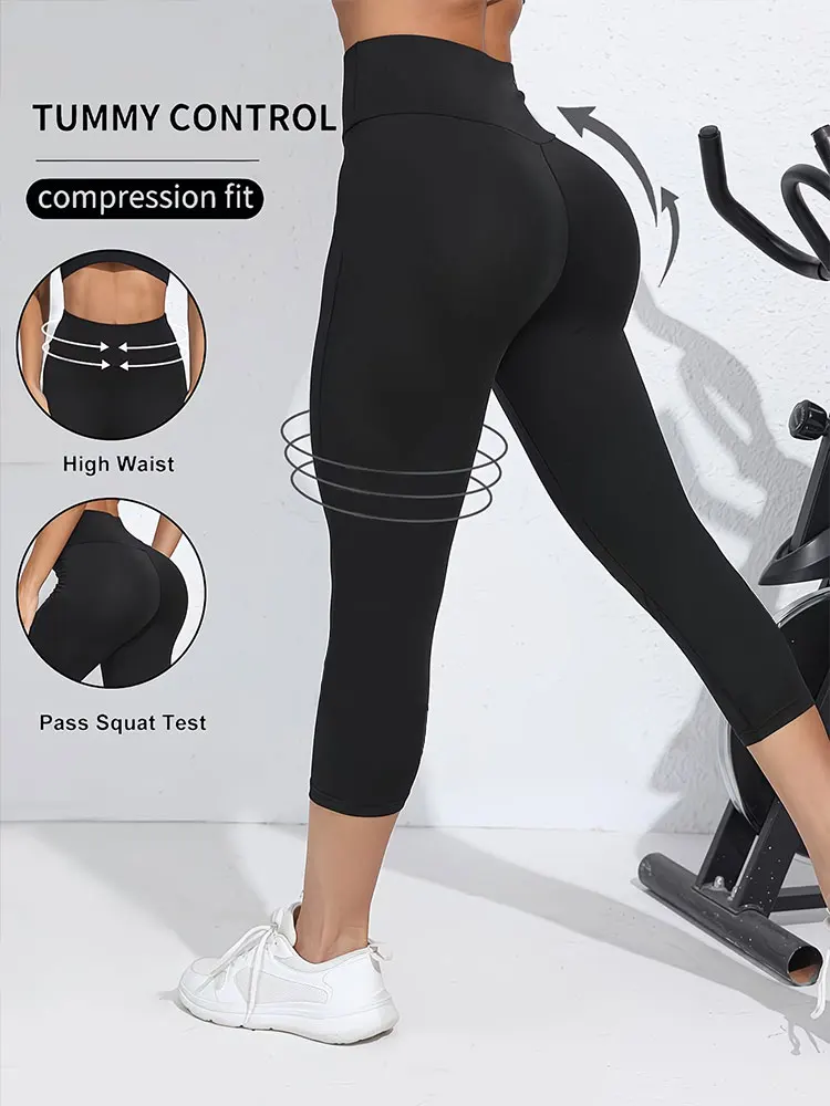 

Женские летние спортивные шорты с высокой талией, тонкие, с эффектом подтяжки ягодиц, леггинсы для йоги, быстросохнущие, модные, компрессионные капри для фитнеса, одежда для спортзала