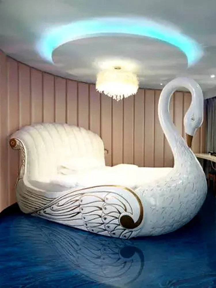 Theme  Furniture Light Luxury Hotel Swan Water Bed Boutique Hotel Couple Electric Romantic Love Bed Furniture