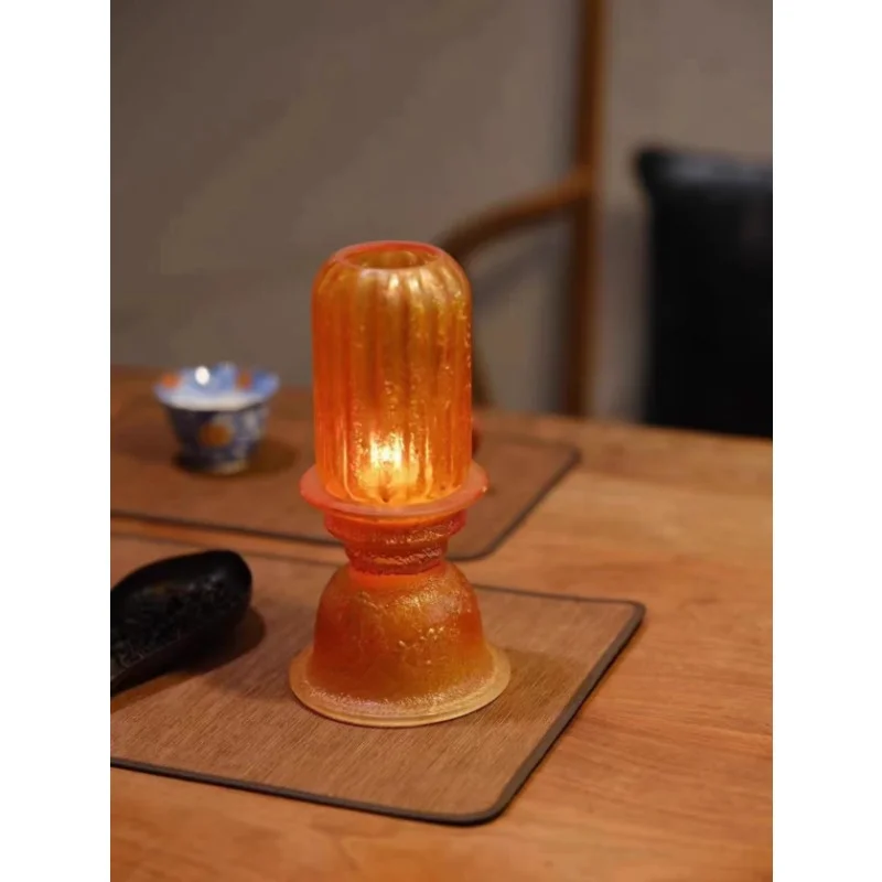 Candlestick Haoyue Glazed Lamp Retro Literary Bedroom Lamp Incense Atmosphere Ornament