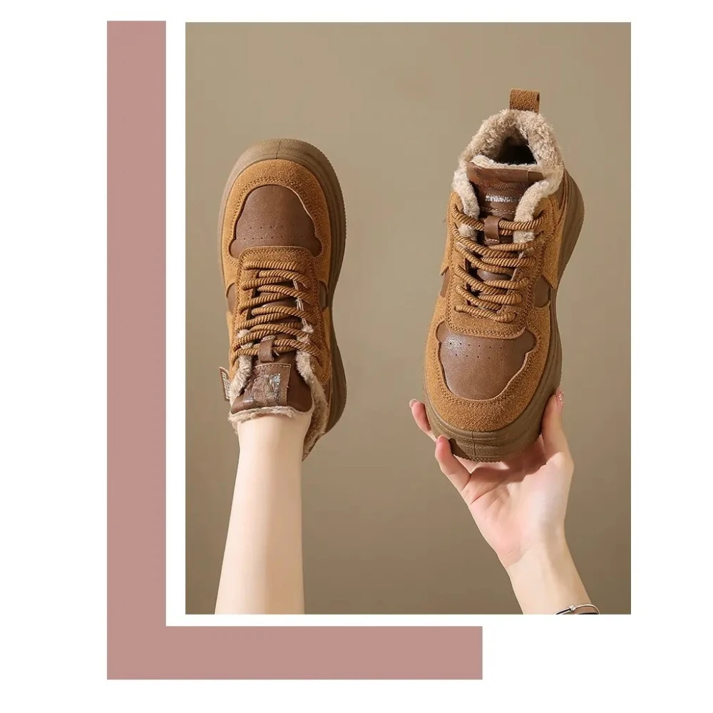 النساء الجلود جديد الخريف الربيع أحذية مشي غير رسمية أحذية رياضية مكتنزة الشتاء أفخم منصة عالية الرياضة أحذية التزلج امرأة