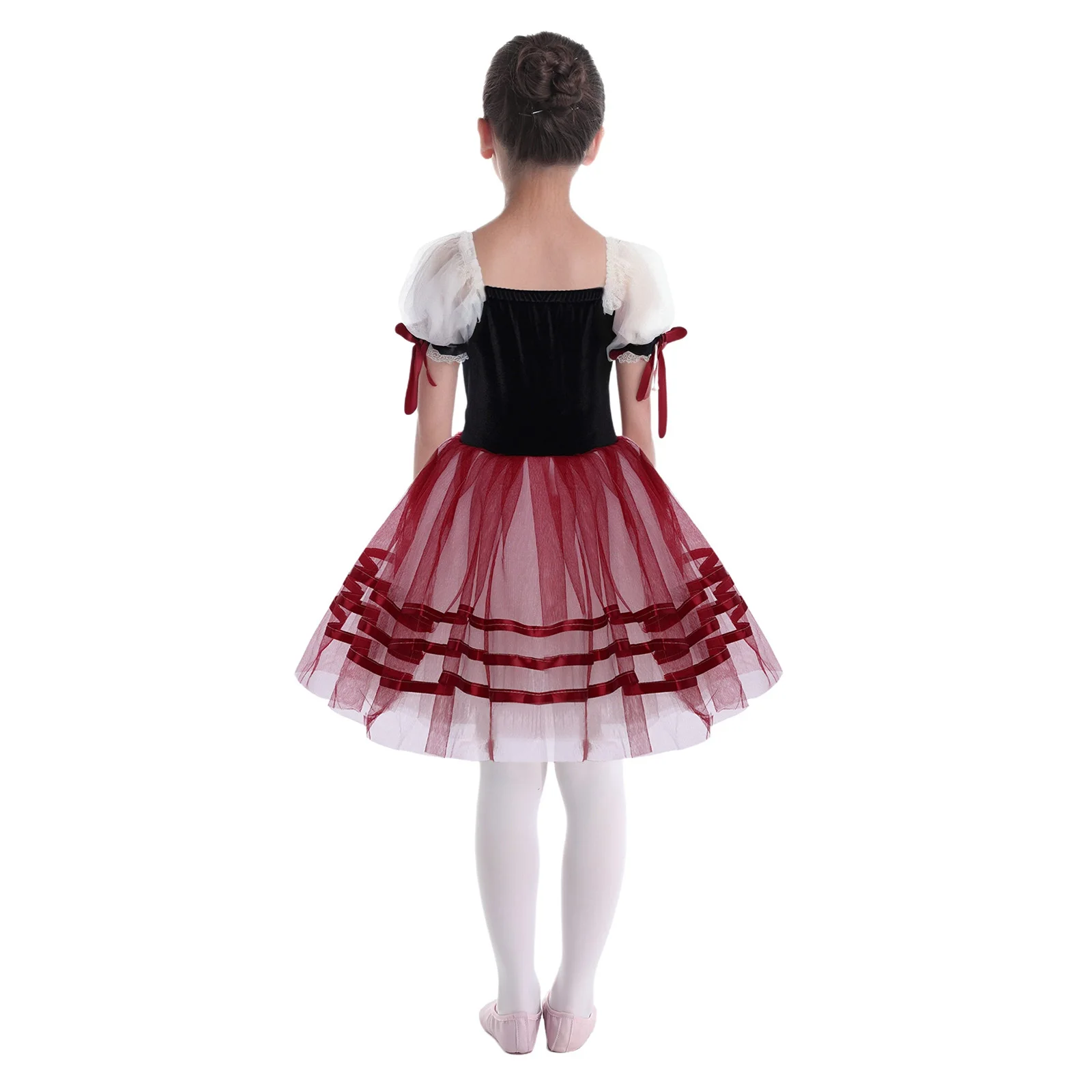 Crianças meninas ballet tutu vestidos de dança festa de aniversário princesa renda guarnição em camadas vestido ballet dança palco desempenho trajes