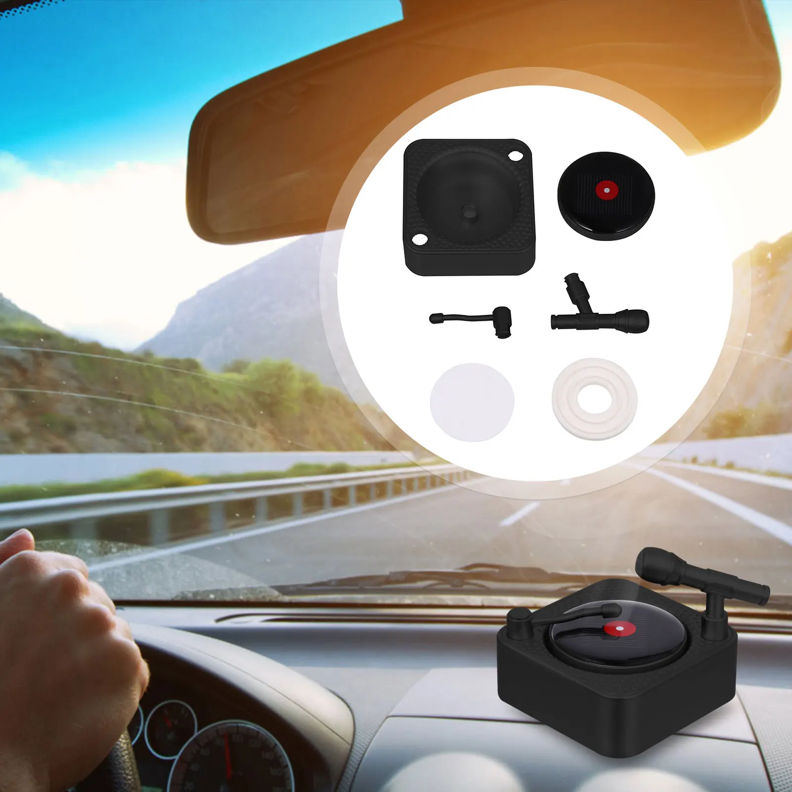

Solar Phonograph Aromatherapy Diffuser Vintage Car Fresher Abs Scent Sprayer Record Player Stylish Creative Design Practical