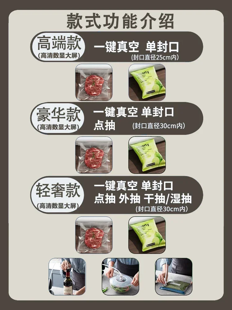 Household vacuum sealing machine small food packaging machine fully automatic wet and dry sealing machine