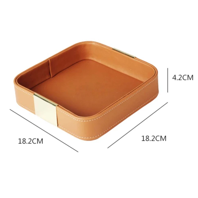 Leather Desktop Storage Tray Catchall Organizer Tray For Entryway Table To Hold Jewelry Watch Phone Wallet Container A Durable