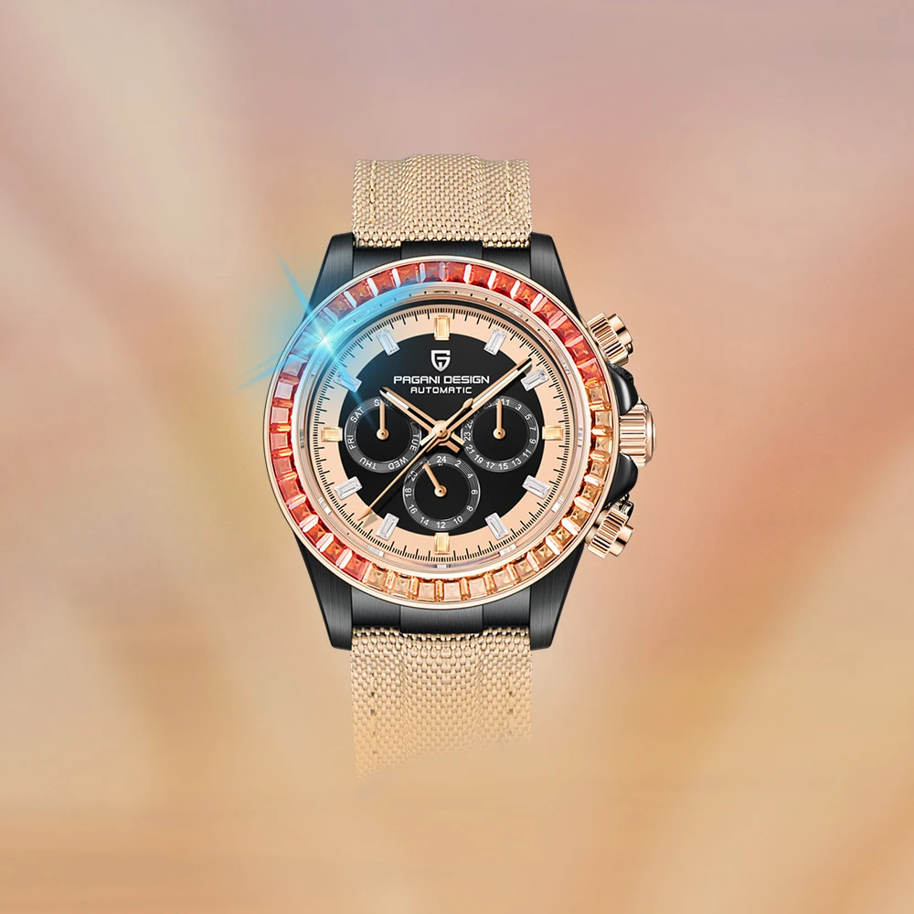 PAGANI DESIGN Men Watches Automatic Mechanical Watch Tourbillon Clock Genuine Leather Waterproof Watch Military Wristwatch Man