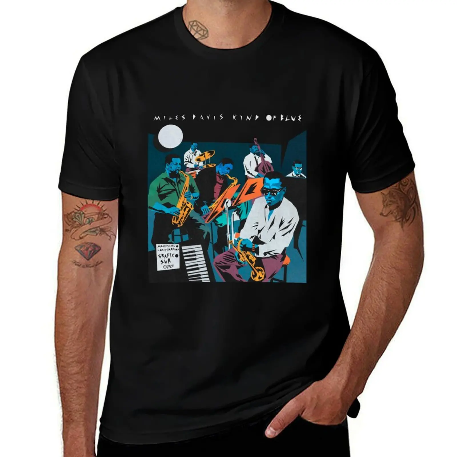 Jazz Illustrated by Maximiliano Lopez Barrios T-Shirt Casual Simple Design Short Sleeve Shirt T-Shirt