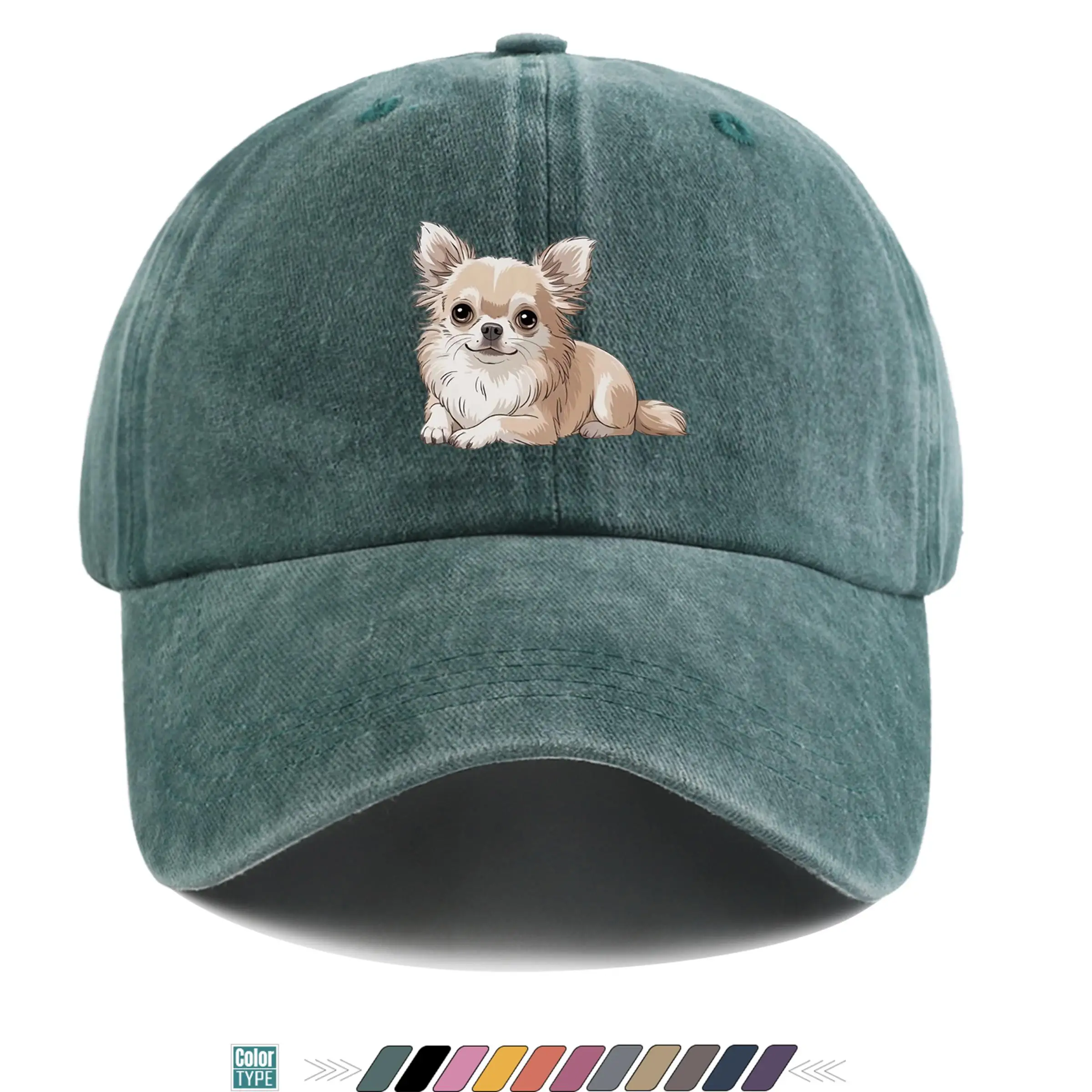 1pc 1pcs Chihuahua Trucker Hat with Chihuahua Print - Lightweight Breathable Quick-Dry Cap, Adjustable Buckle Closure, Unisex Su