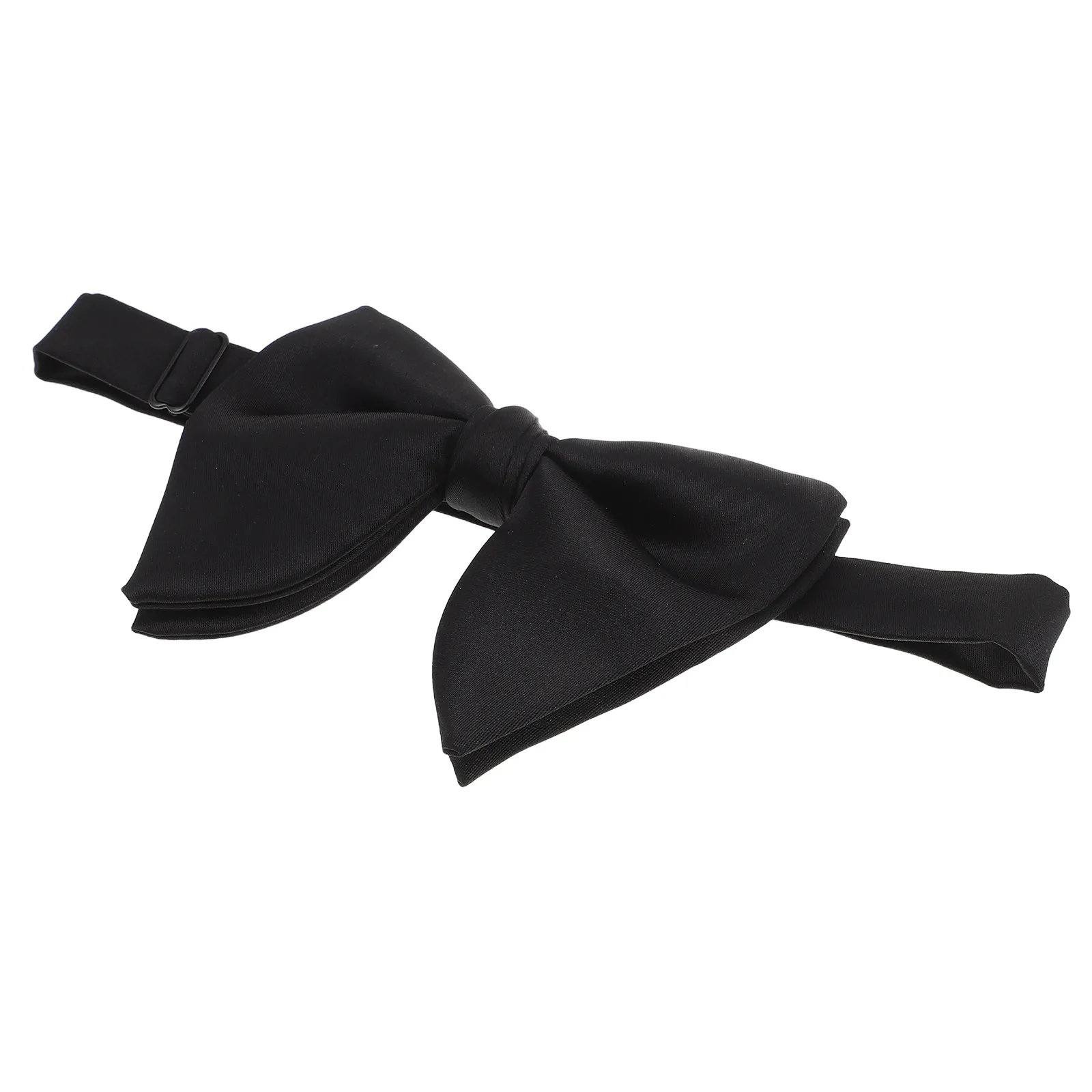 Men Black Tuxedo Bow Tie Double-Layer Polyester Pre-Tied Formal Neck Bow Tie Wedding Banquet Party Photo Shoot