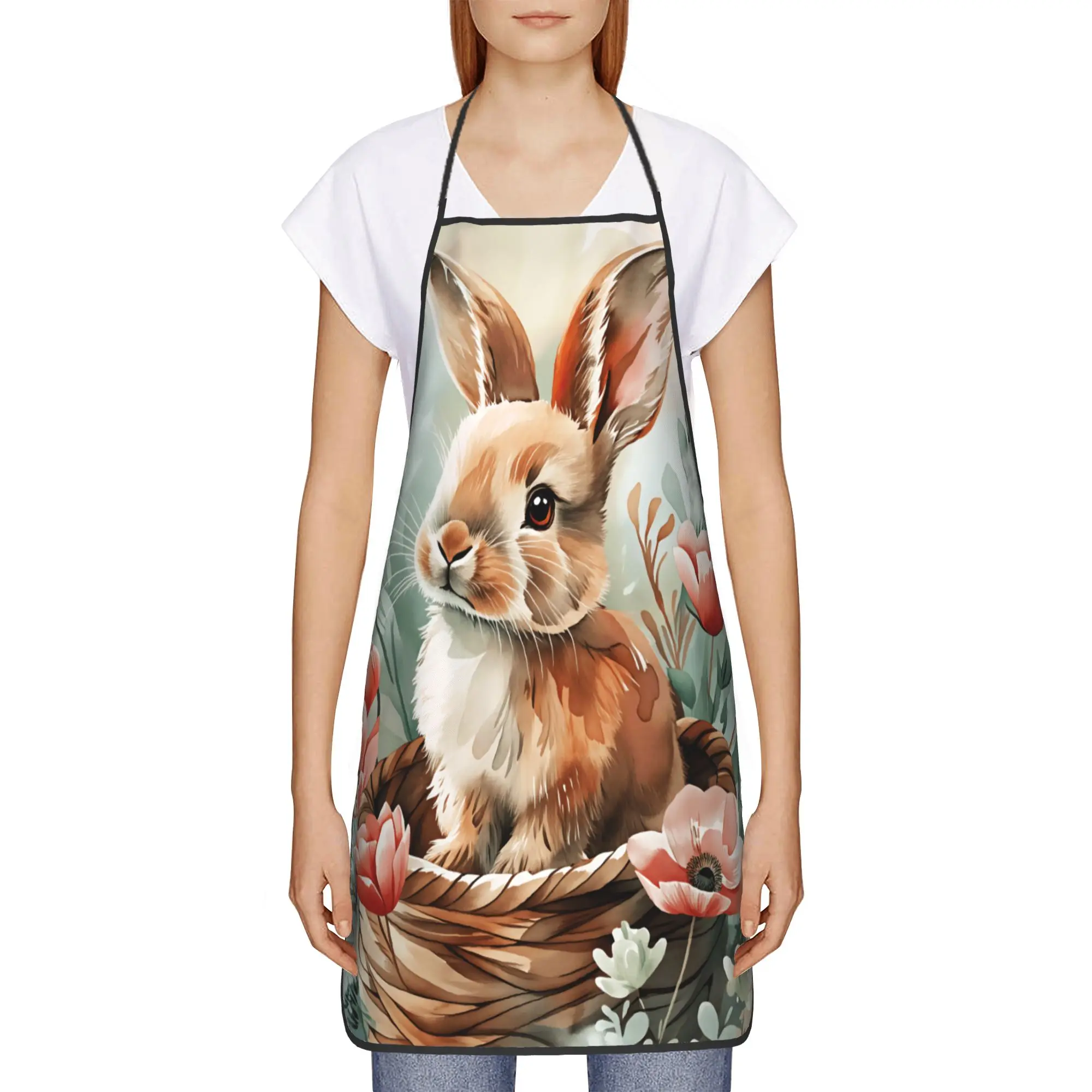 

Easter Bunny Egg Apron Custom Cleaning Kitchen Accessories Restraunt Manicure Aprons without Pocket