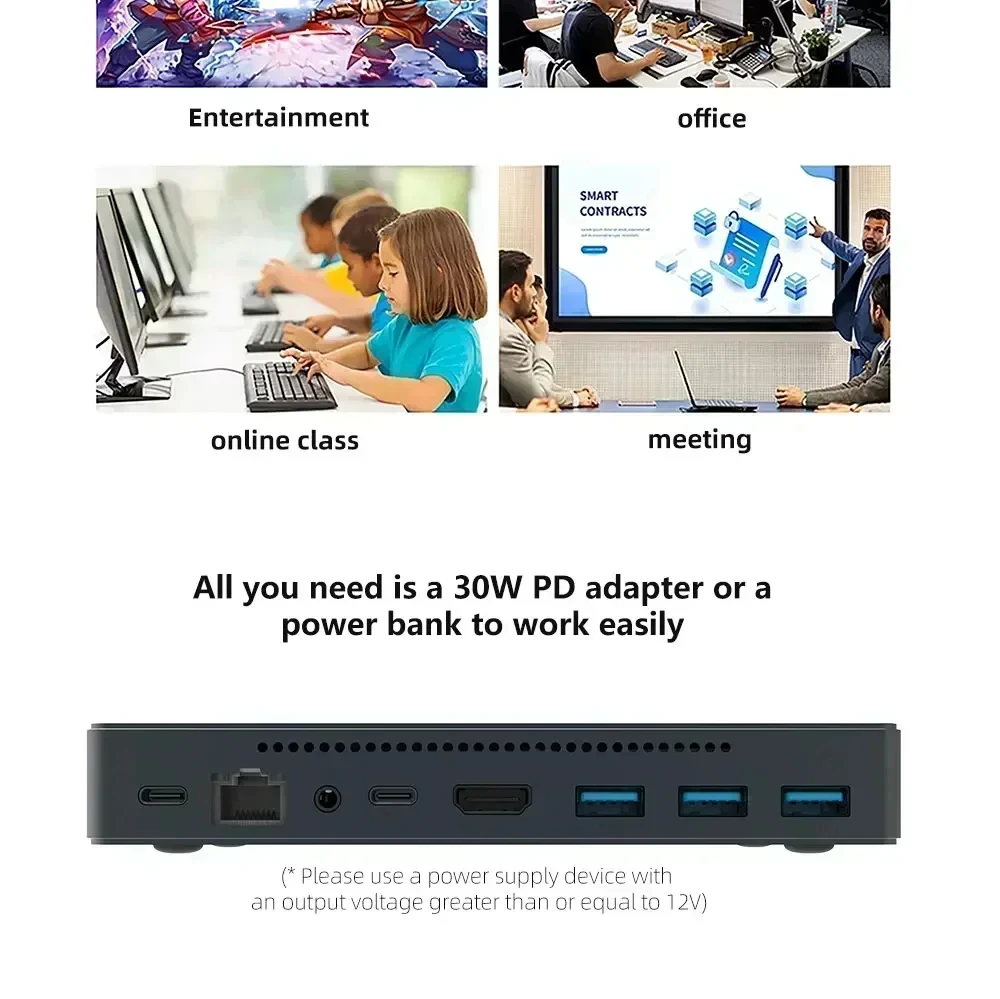 SZBOX S1 Pocket Mini PC Windows 11 Pro WiFi6 BT5.2 DDR4 M.2 2280 NVMe /SATA LAN كمبيوتر طاولة صغير HD Type-C شاشة كمبيوتر مكتبي