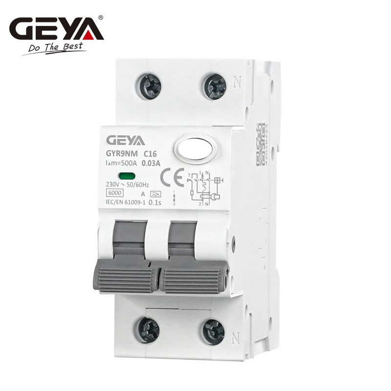 GEYA GYR9NM Type A RCBO 2P 4P Magnetic Residual Current Circuit Breaker with Over Current  Protection 10A 16A 25A 32A 40A 30mA