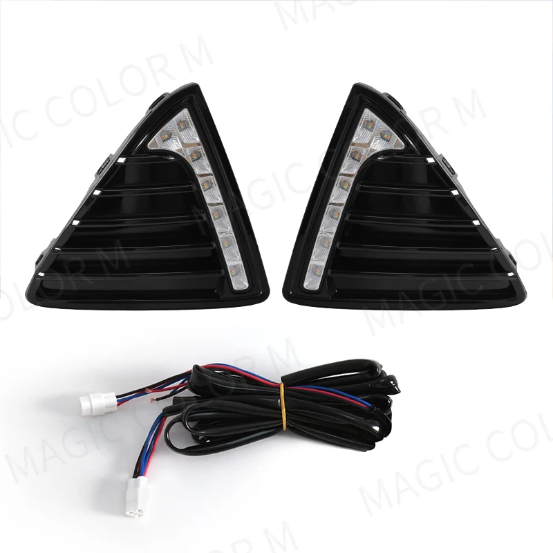 For Ford Focus 2012 2013 2014 2015 LED Daytime Running Light White DRL Yellow Turn Signal Driving Fog Lamp Car Accessories 12V