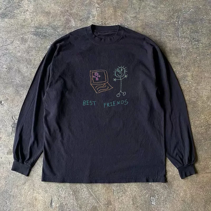 ヘビーウェイト300g純綿長袖tシャツ-アメリカンレトロ-オーバーサイズ-レタリング-ストリートスタイル-カジュアルファッション-トップス