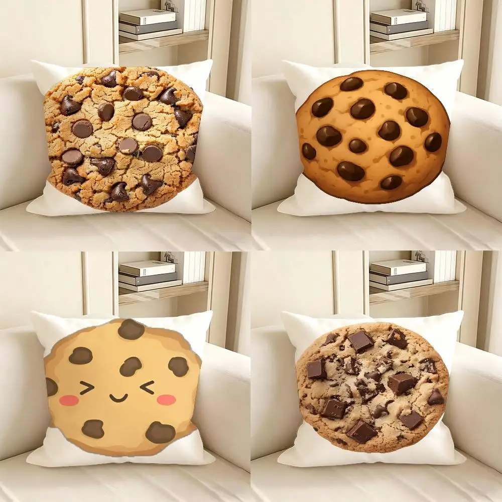 1pc Crunchy Chocolate Chip Cookies Anime Pillow Case Fashion Square Pillowcase Bedroom Sofa Room Ins Decoration Leisure