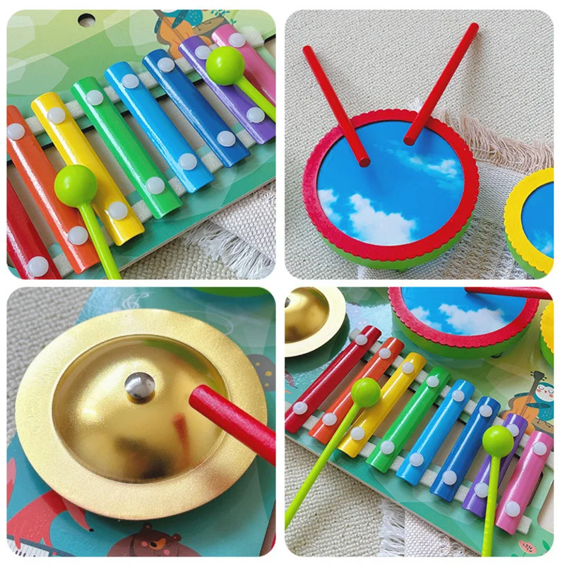 Children Wooden Eight-tone Hand Knocking Hand Knock Percussion Instrument Piano Educational Musical Instrument Toy New