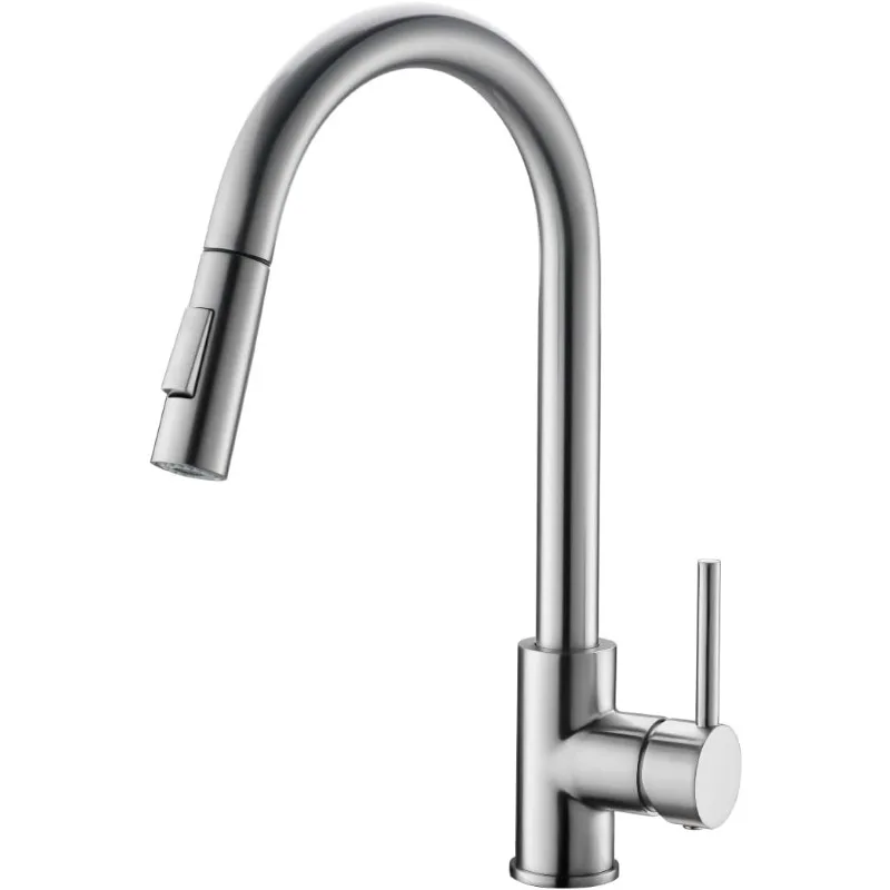 

Brushed Nickel Kitchen Faucet with Pull-Down Sprayer, High Arc Stainless Steel, for 1 Kitchen Sink or Laundry Sink