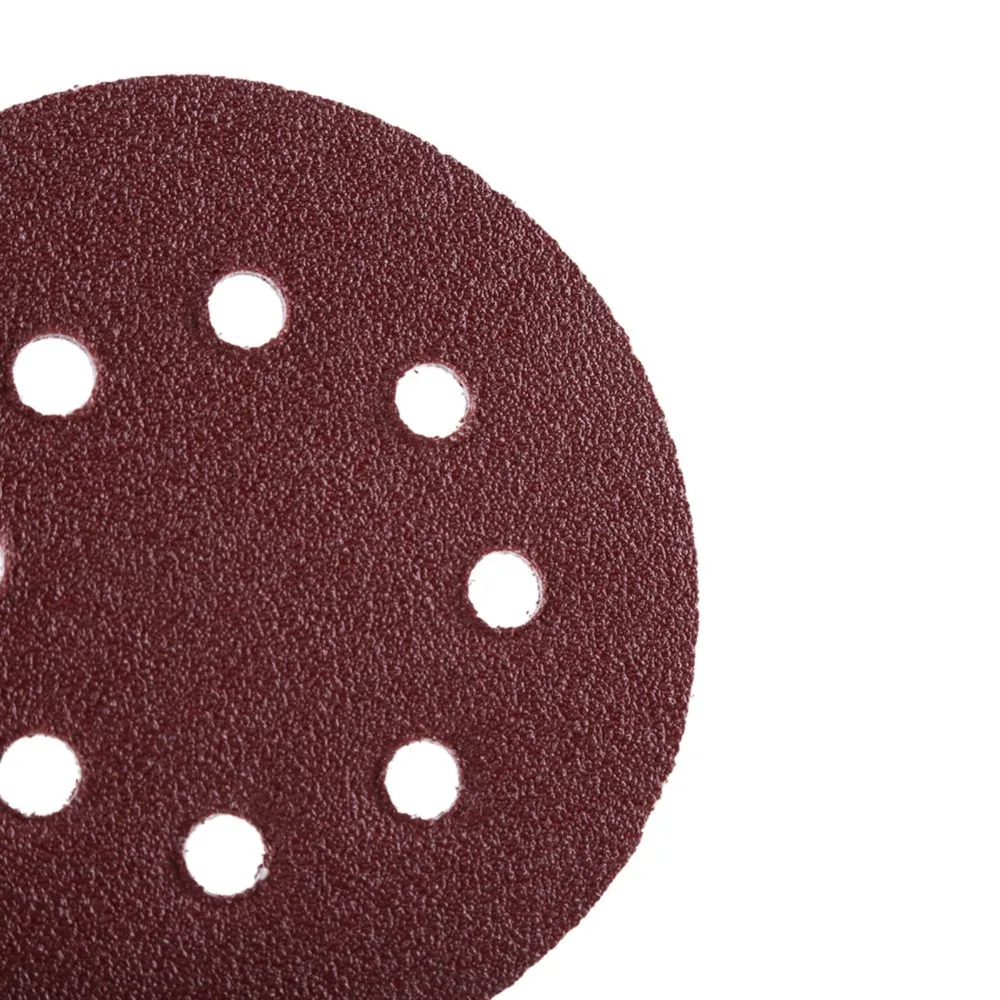 100pcs Alumina Polishing Sandpaper Discs 5 Inch Diameter 60 80 100 120 240 Grit Sanding Sheet Discs 8 Holes Dust Extraction