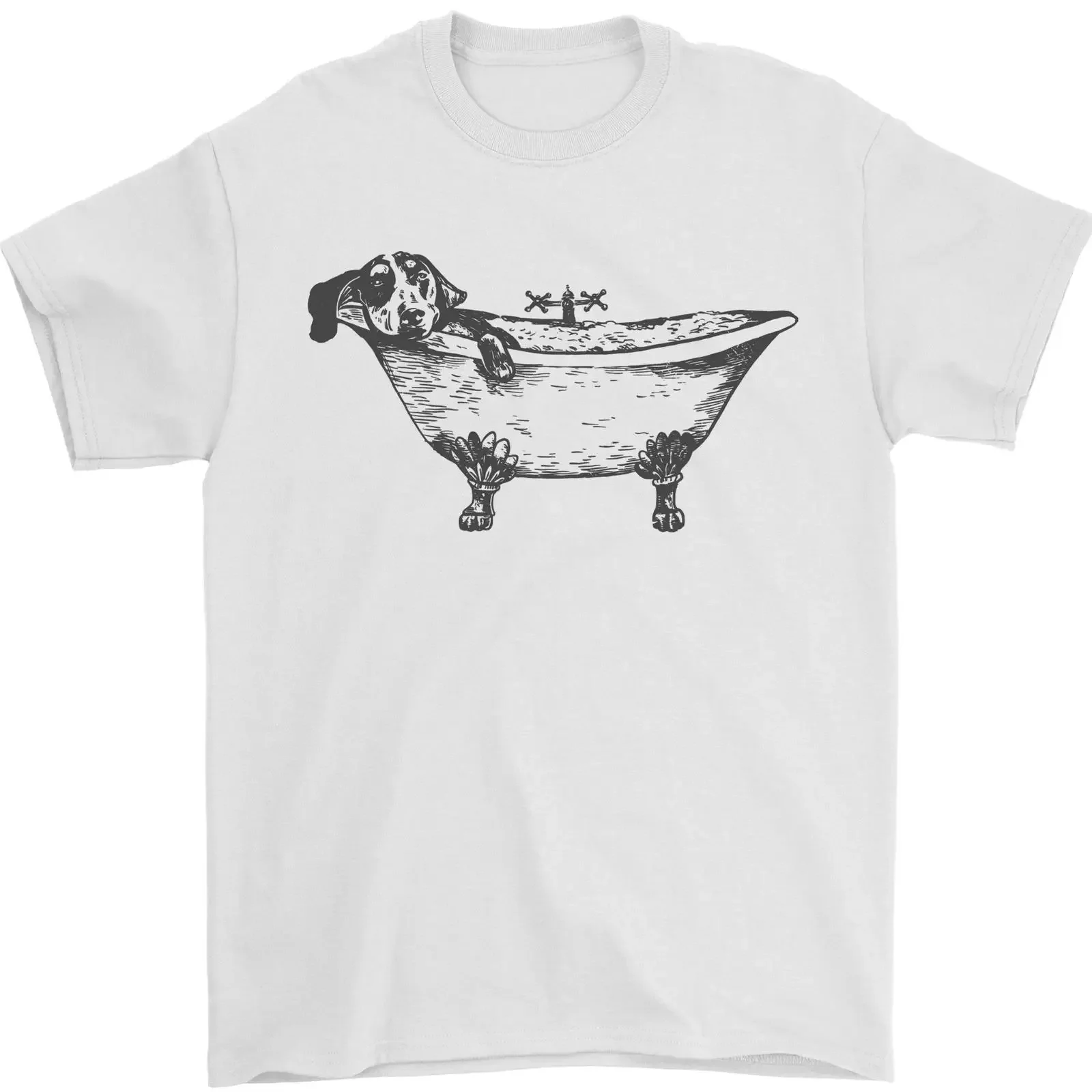 A Dachshund in Bathtub Dog Mens T Shirt 100 Cotton vintage Washed Stretched Casual Slightly Comfortable Stylish